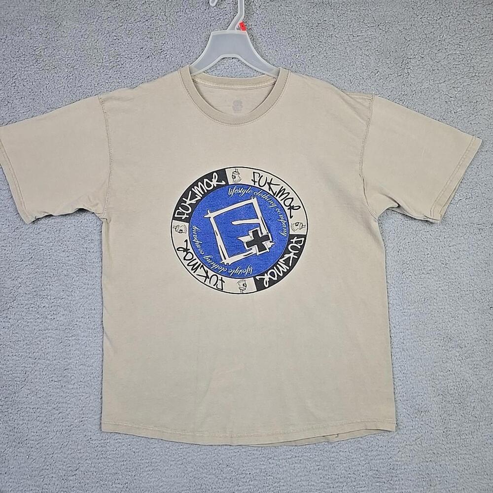 Vintage 90s Graffiti T Shirt Mens XL Tan Fukmor